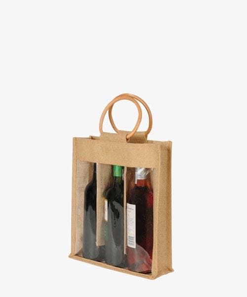 3 Bottle Jute Bag (Window)